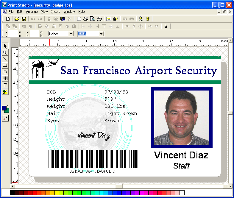 Screenshot of Print Studio Photo ID Card Software