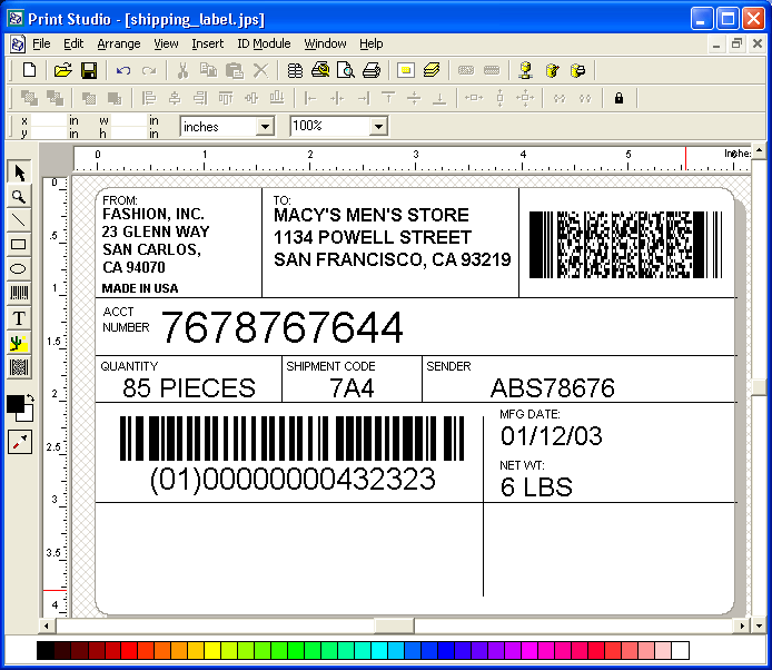 Screenshot of Print Studio Label Maker 2.0