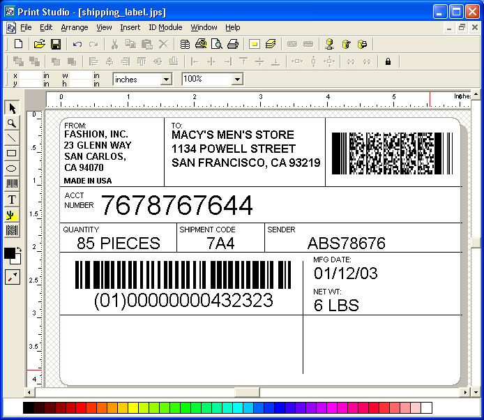 Screenshot of Barcode Software