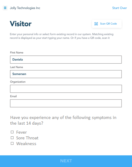Screen Visitor For COVID-19 Symptoms