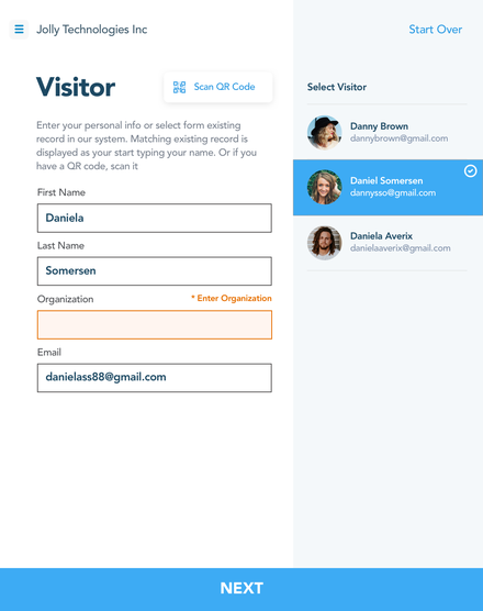 Register Visitor On Arrival